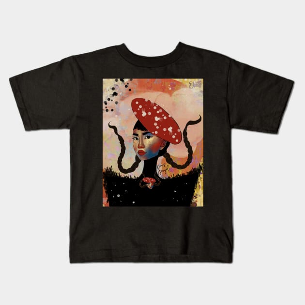 Trippy Lady Kids T-Shirt by Colormyline by Denis Senyol